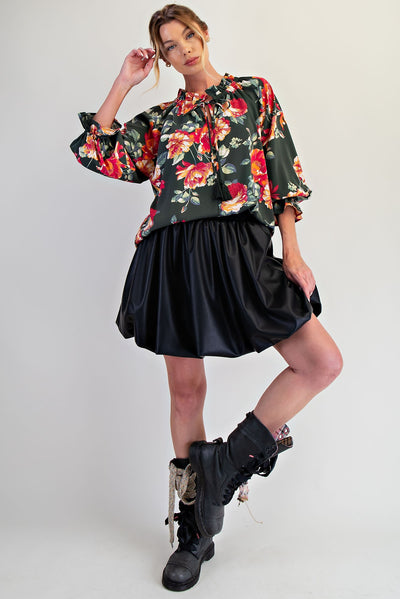 Hunter Green Floral Printed Blouse