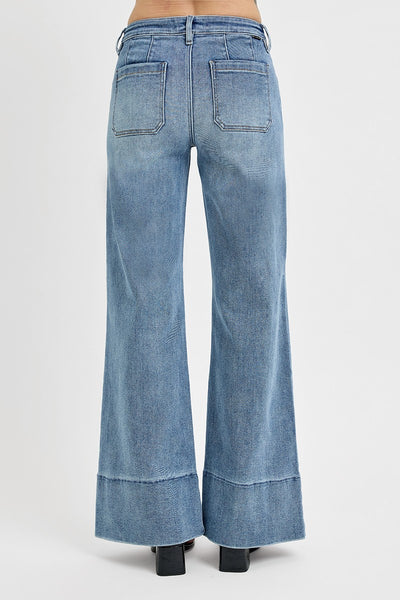 Tummy Control Mid Rise Ankle Flare Jeans