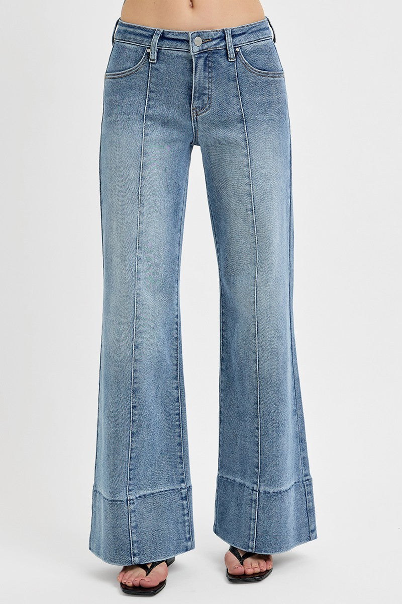 Tummy Control Mid Rise Ankle Flare Jeans