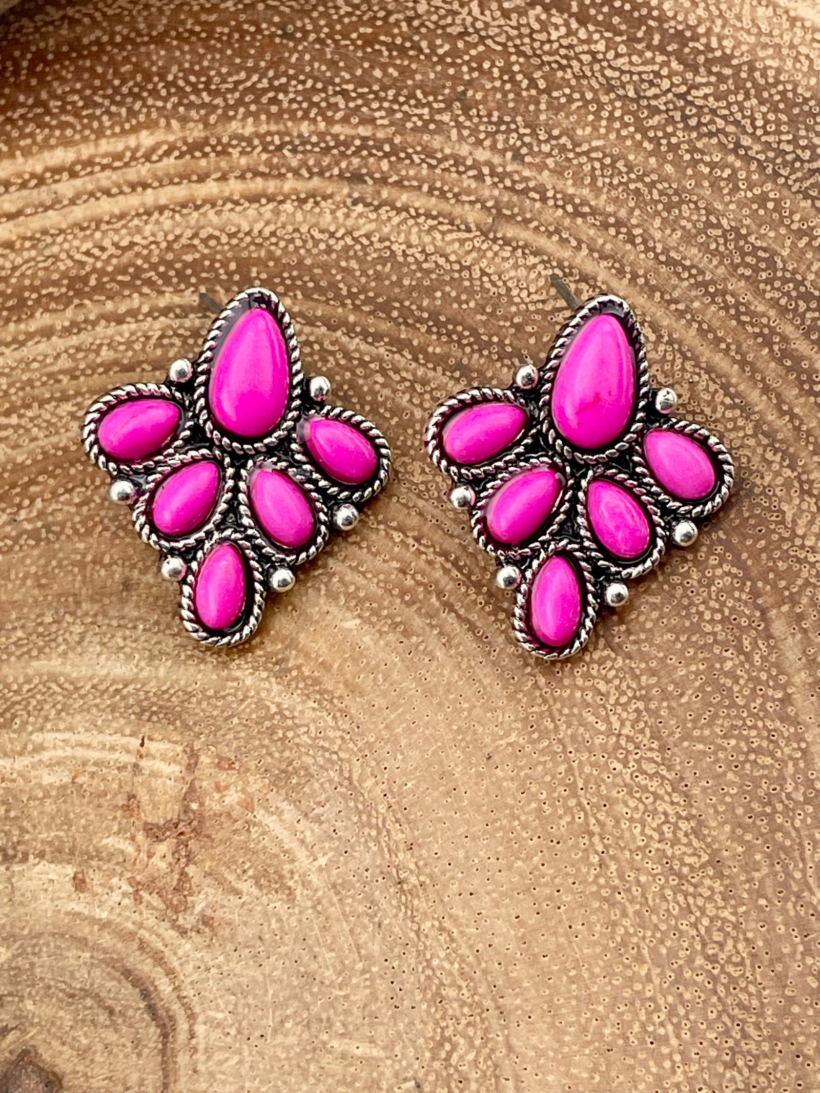 Cascading Teardrop Fashion Earrings - Fuchsia