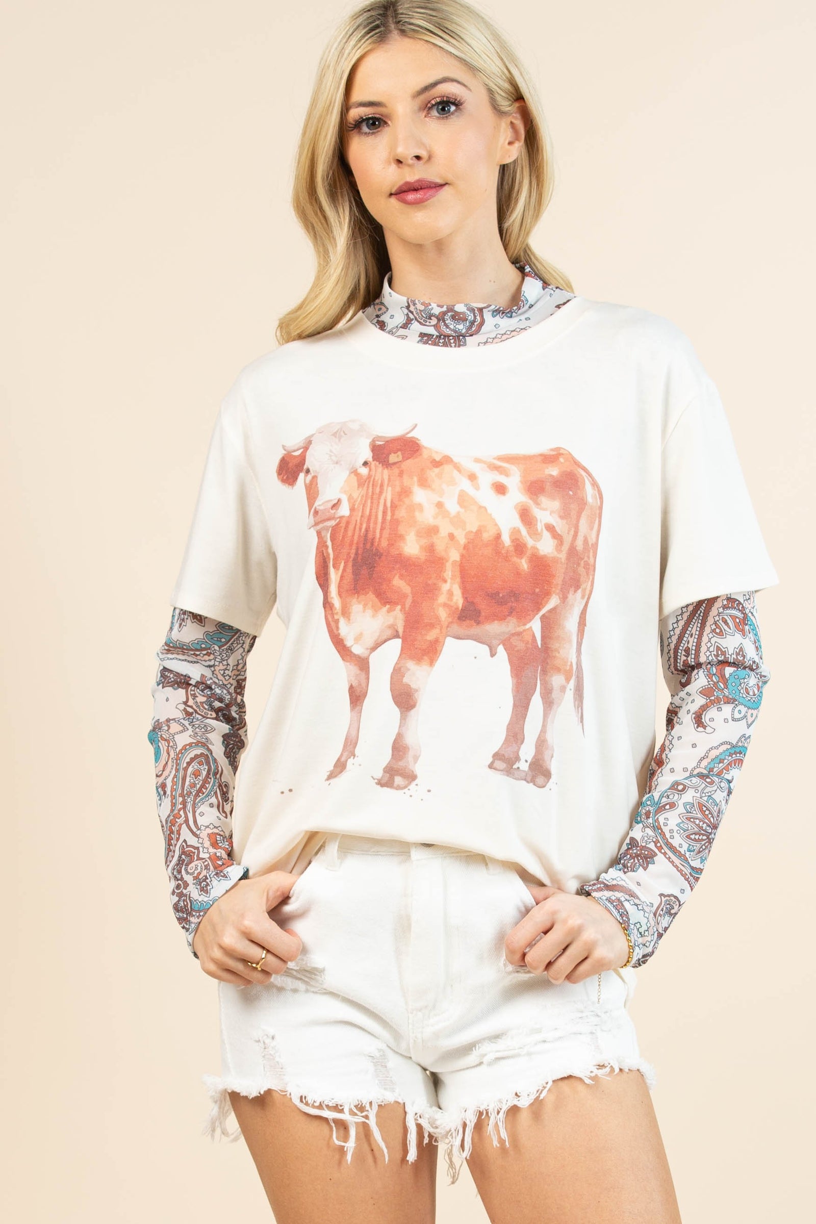 Loren Cow Graphic Short Sleeve Relaxed Fit T-shirt