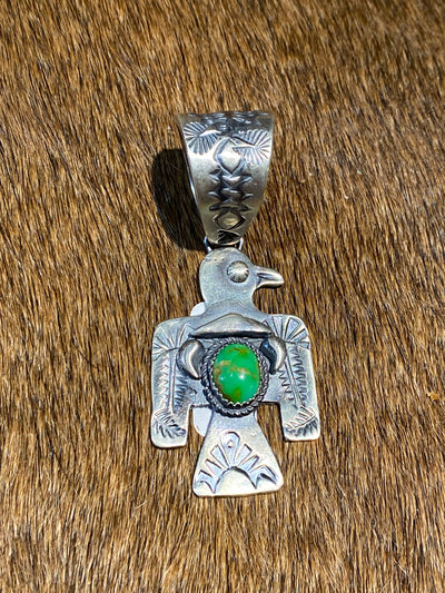 Native Thunderbird Sterling Silver Pendant Stone Center