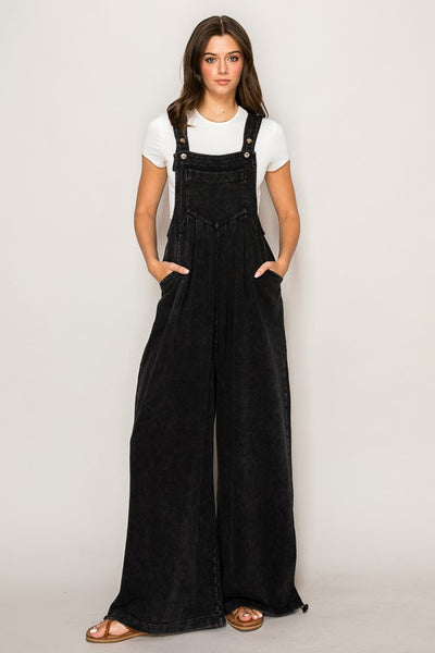 Washed Black Loose Jumpsuit