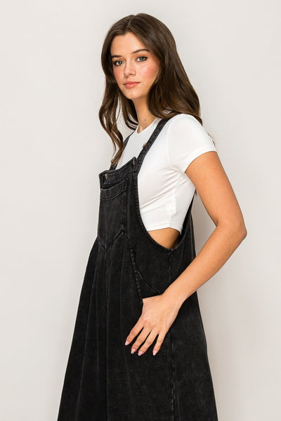 Washed Black Loose Jumpsuit