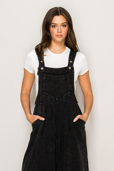 Washed Black Loose Jumpsuit