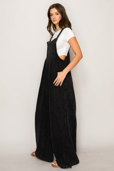 Washed Black Loose Jumpsuit
