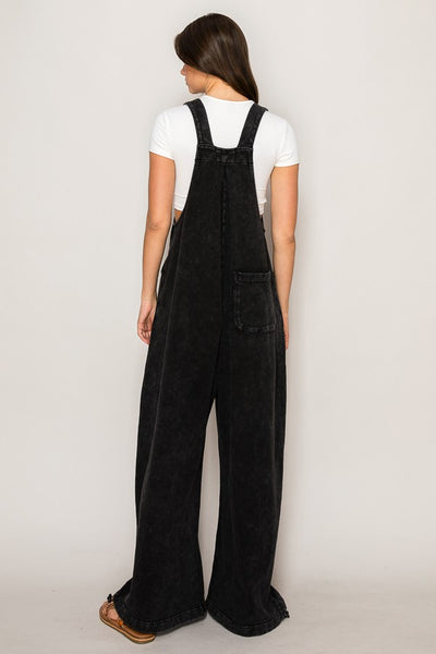 Washed Black Loose Jumpsuit