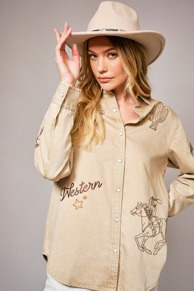 Taylor Western Embroidered Snap Button Shirt