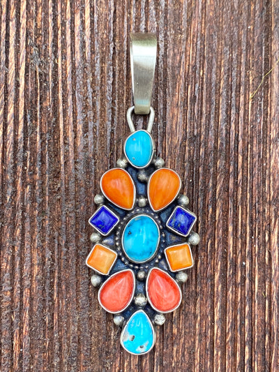 Cassia Multi Color Diamond Cluster Sterling Pendant