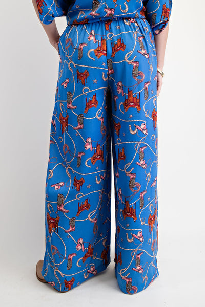 Western Printed Mirabelle Satin Pants