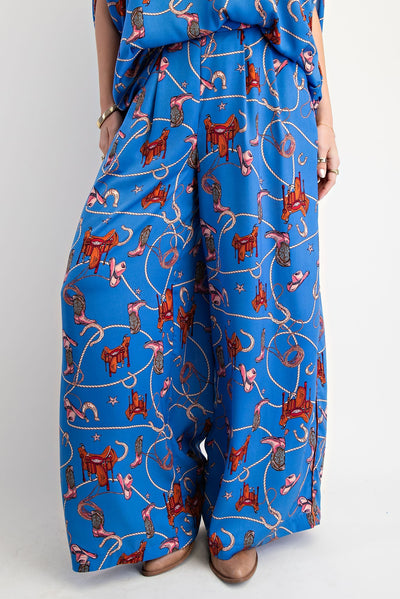 Western Printed Mirabelle Satin Pants