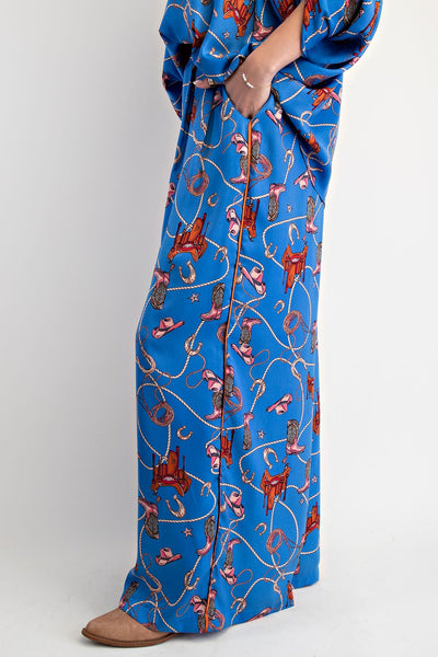 Western Printed Mirabelle Satin Pants