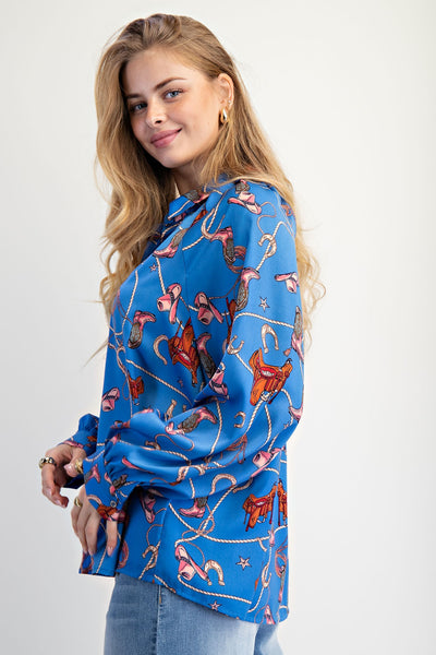 Western Printed Mirabelle Satin Shirt