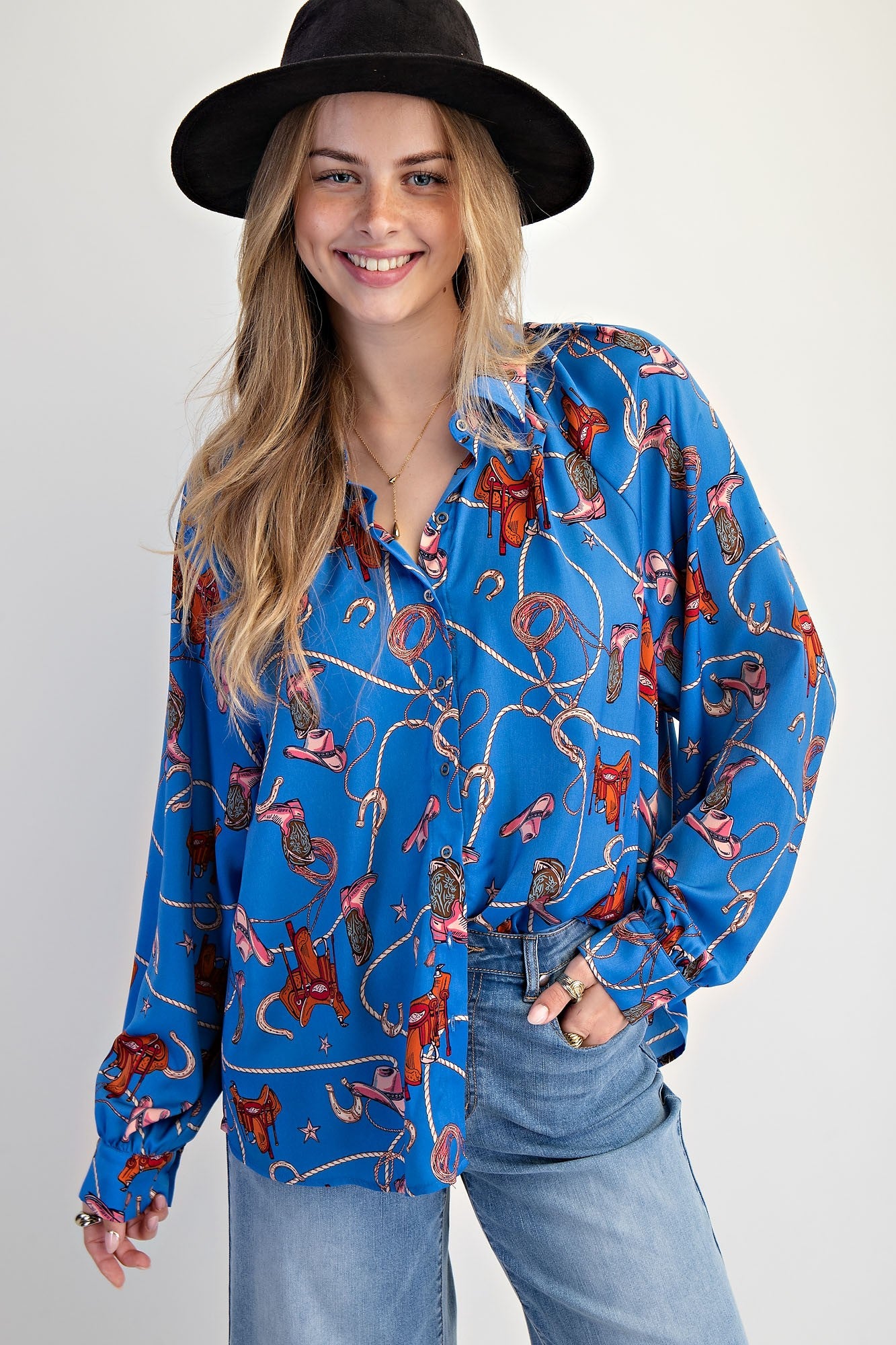 Western Printed Mirabelle Satin Shirt