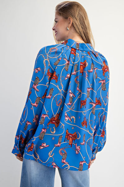 Western Printed Mirabelle Satin Shirt