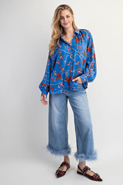 Western Printed Mirabelle Satin Shirt