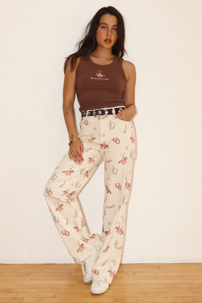 Cowgirl Print Straight Leg Pants