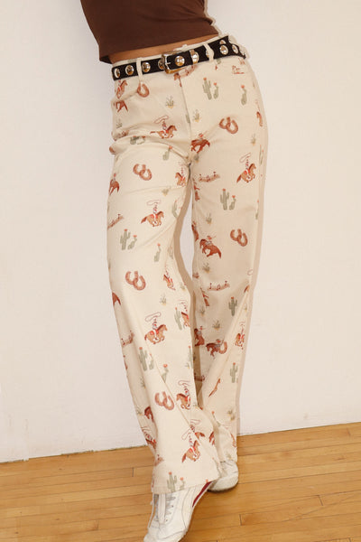 Cowgirl Print Straight Leg Pants