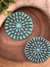 Virginia Sterling Turquoise Zuni Cluster Medallion Pin/Brooch