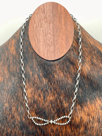 Sterling Silver Navajo Infiniti Bow Necklace with Chain- 20"
