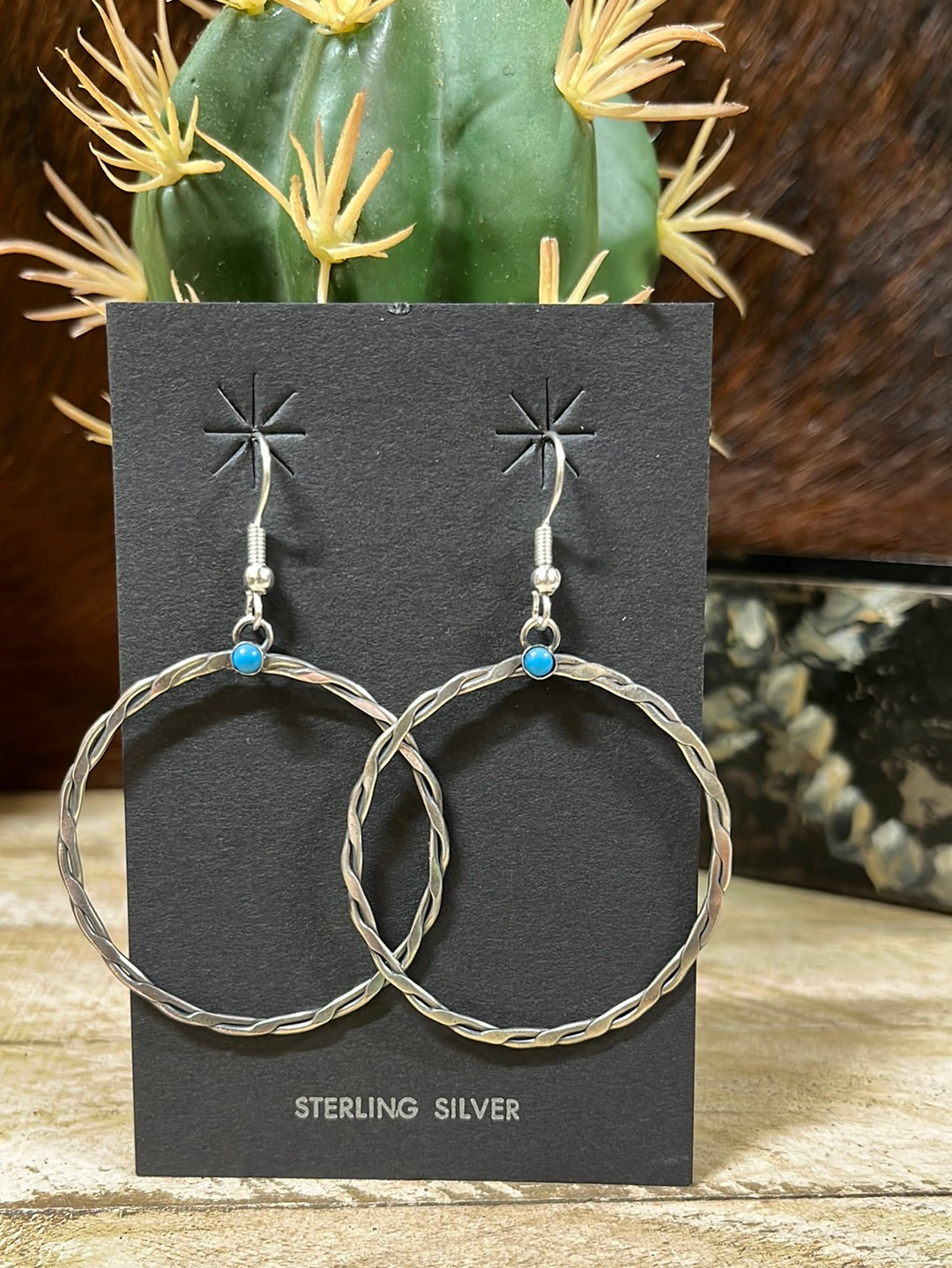 High Stone Twisted Rope Hoop Earrings
