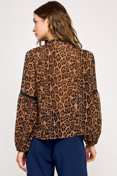 Leopard Semi Sheer Blouse