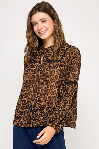 Leopard Semi Sheer Blouse