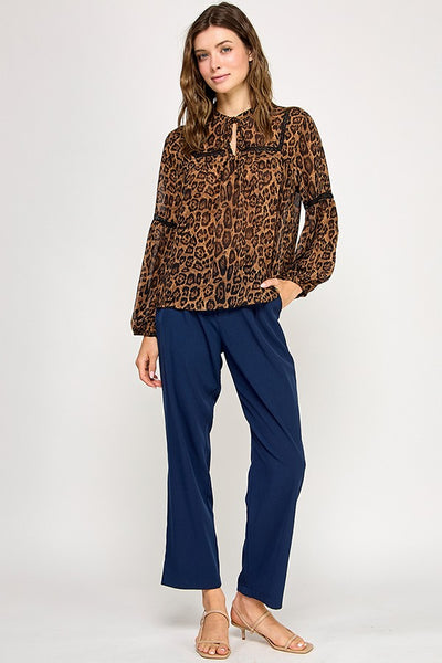 Leopard Semi Sheer Blouse