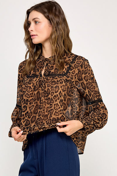 Leopard Semi Sheer Blouse