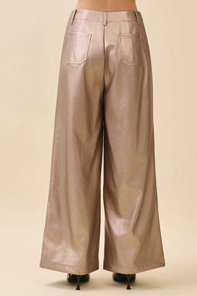Metallic Grey Wide Leg Pants