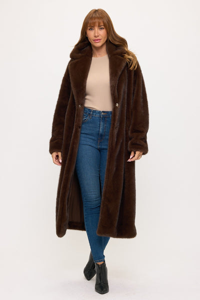 Full Length Faux Fur Duster Coat