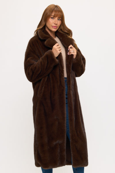 Full Length Faux Fur Duster Coat