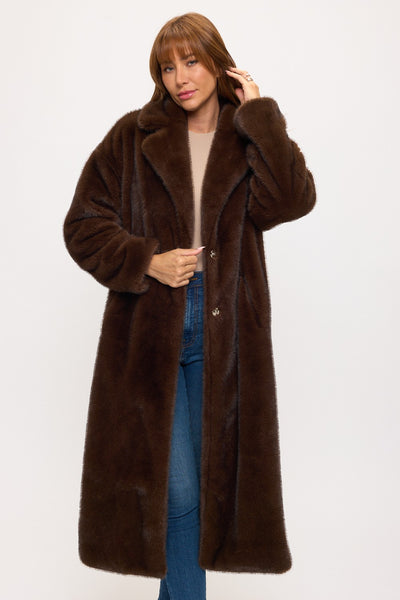 Full Length Faux Fur Duster Coat