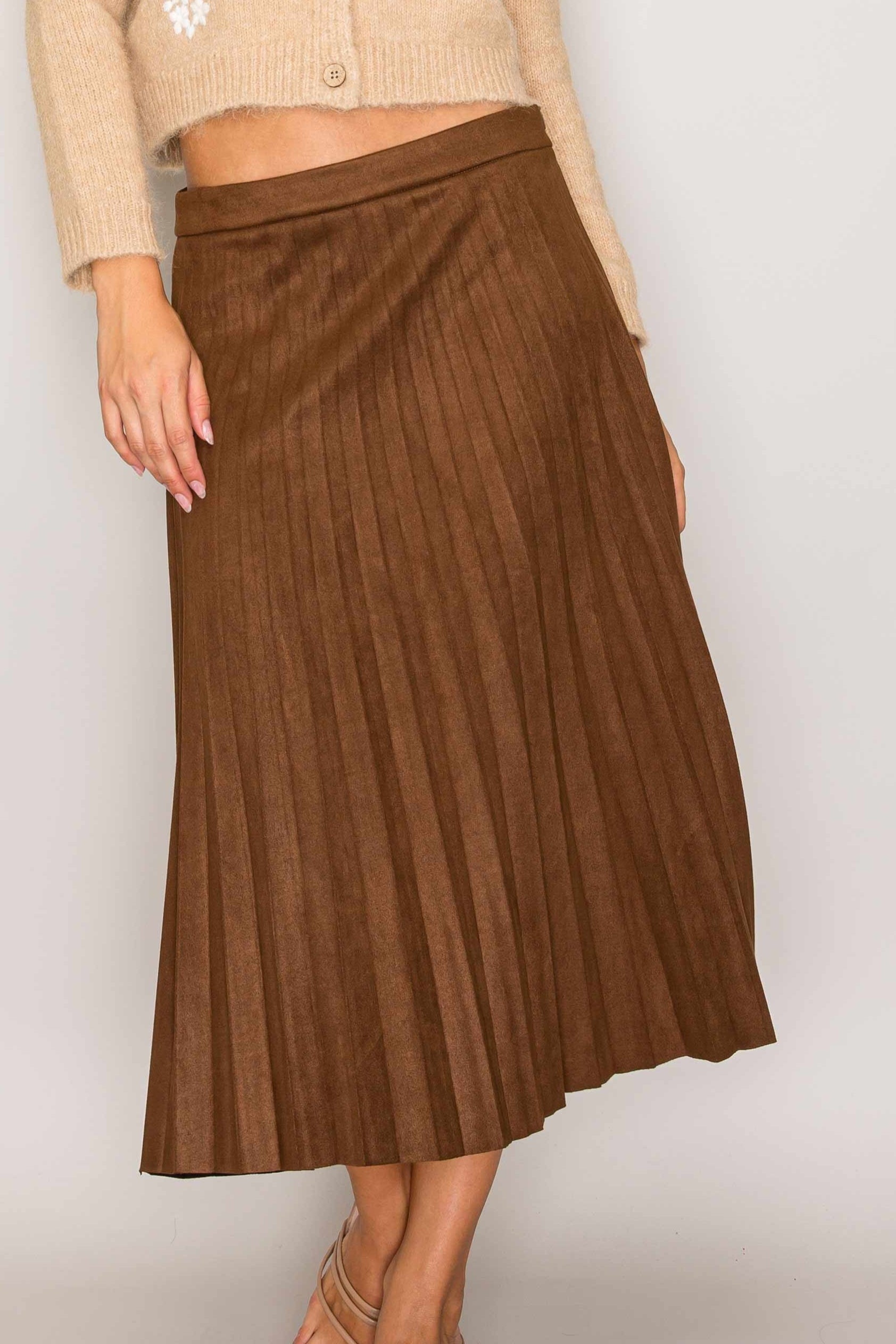 Suede Pleated Skirt