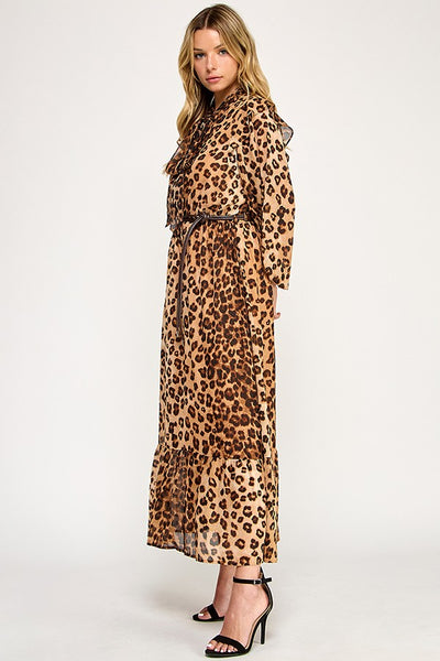 Leopard Mock Neck Maxi Dress