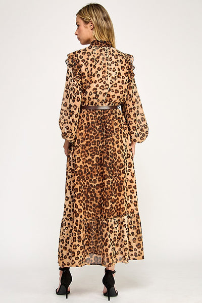 Leopard Mock Neck Maxi Dress