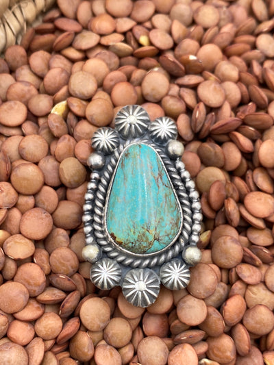 Layla Burst Sterling Framed Turquoise Teardrop Ring