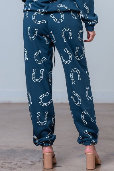 Navy Horseshoe Sweatshirt & Long Pants