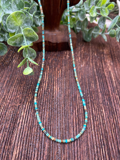 Beach Stroll Turquoise Mini Bead Necklace - 18"