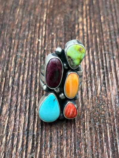 Norah Multi Stone Turquoise Spiny Rings