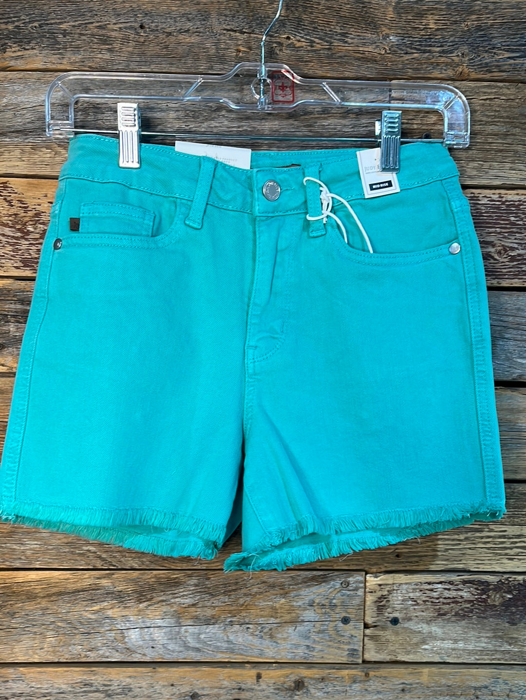 Jessie Teal Mid-Rise Shorts