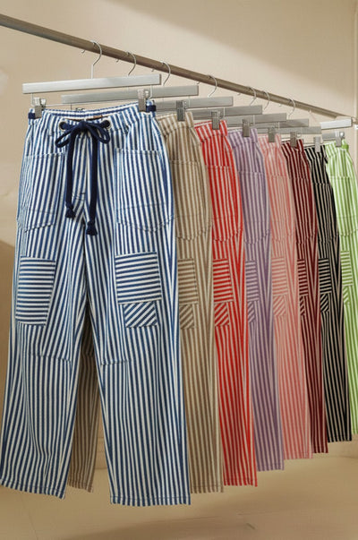 Washed Vintage Stripe Rope String Pants