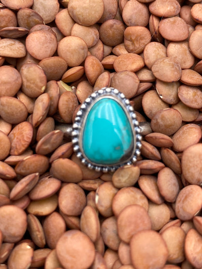 Goffstown Sterling Dot Framed Turquoise Ring