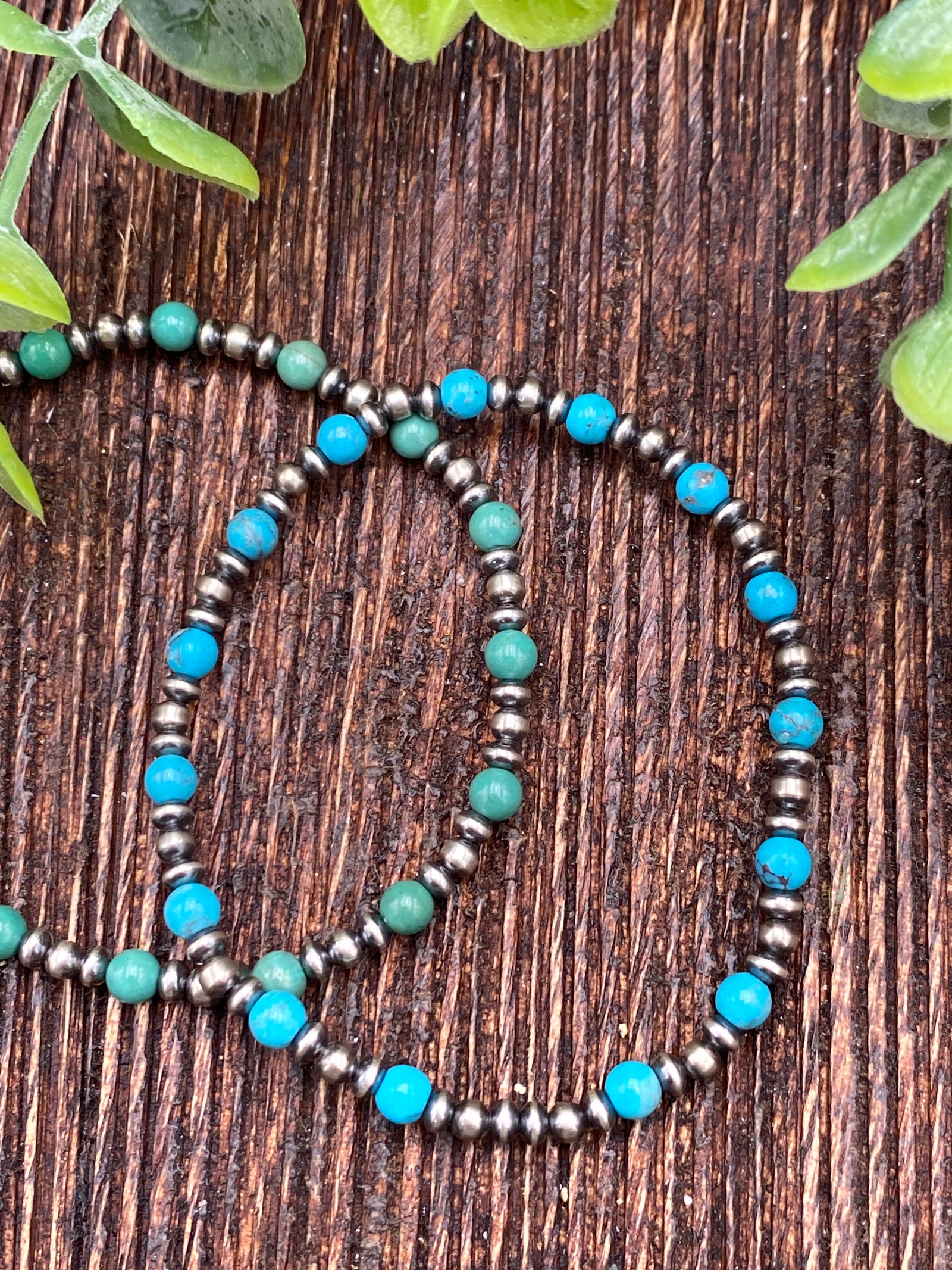 Jayco Sterling Round Turquoise & Navajo Bead Stretch Bracelet