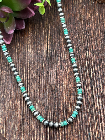 Brody Sterling 5mm Navajo & Green Turquoise Necklaces - 18"