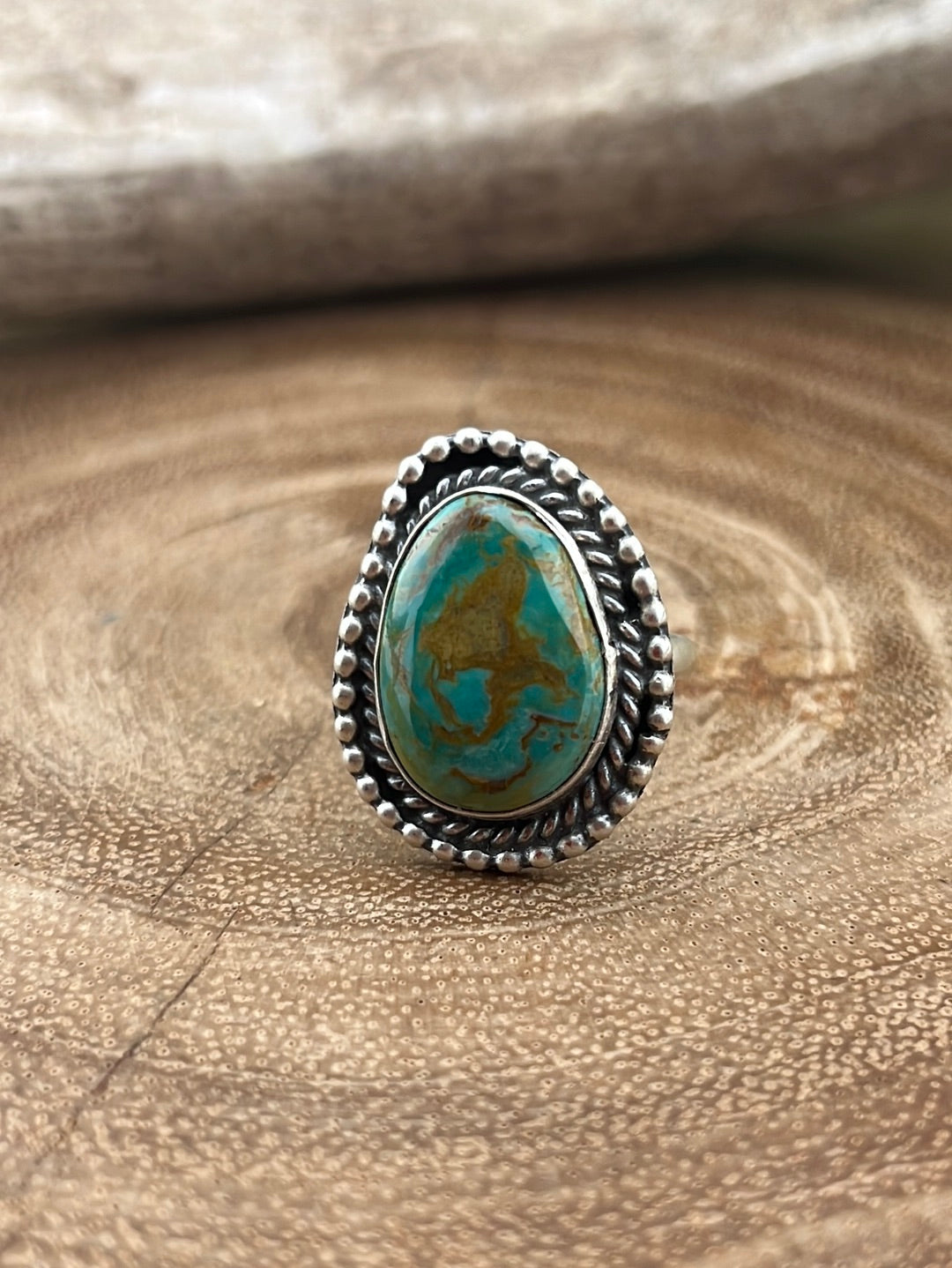 Glacier Abstract Royston Turquoise Sterling Ring - size 5.5