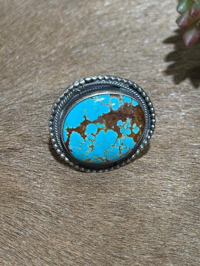 Cedric Assorted #8 Turquoise Sterling Rings - Adjustable
