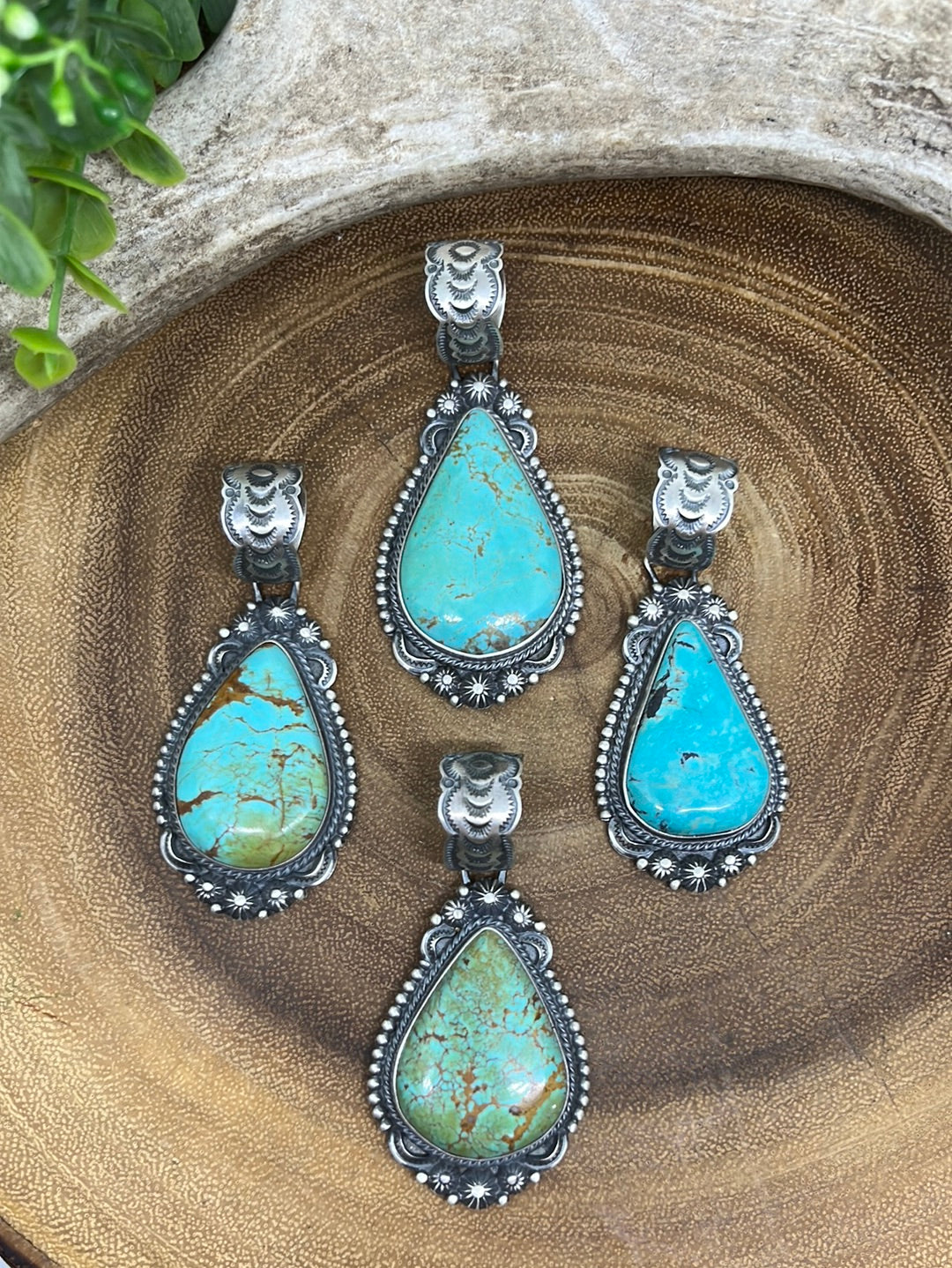 Ulterior Sterling Framed Kingman Turquoise Teardrop Pendant