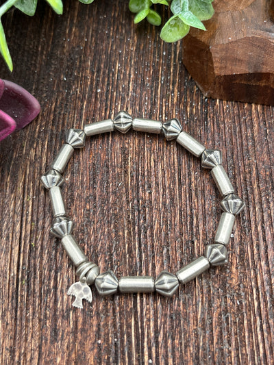 Winter Varied Bead Sterling Stretch Bracelet