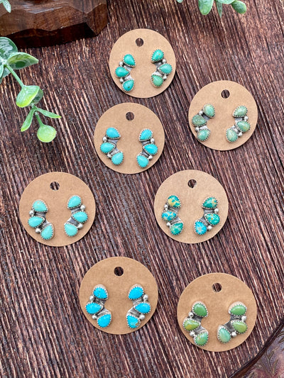 Beth Stacked Teardrop Turquoise Earrings